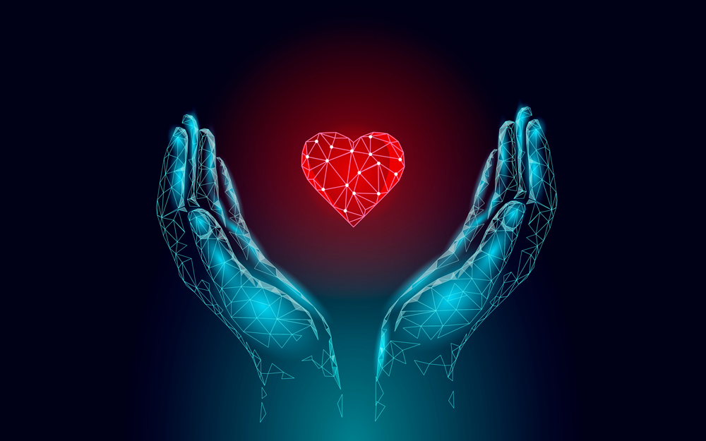 Digital Hands Holding Heart